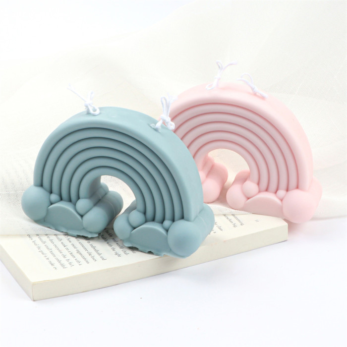 Rainbow fragrance candle mould diy Rainbow candle silicone mould