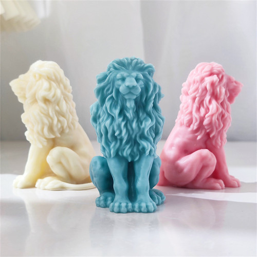 Powerful male lion silicone mold sitting lion incense candle ornaments lion candle mold