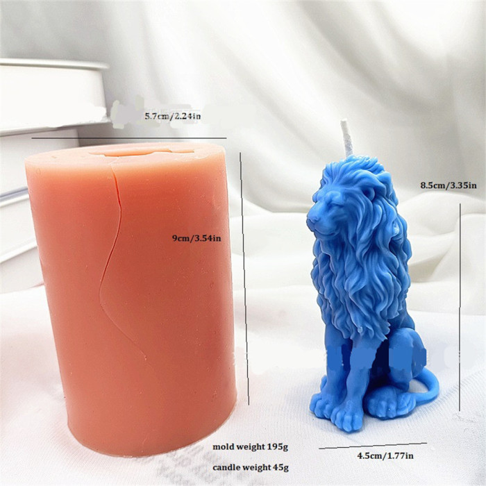 Powerful male lion silicone mold sitting lion incense candle ornaments lion candle mold