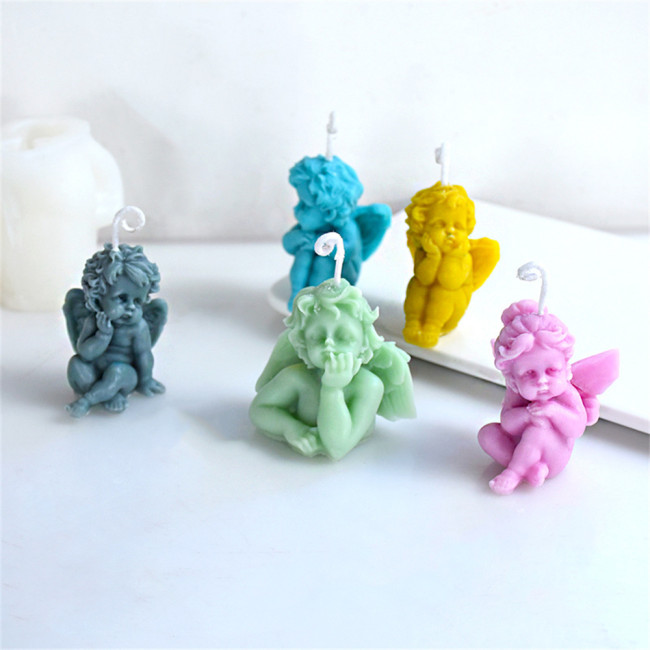 Angel Candle Moulds, Cupid Little Angel Silicone Molds, Baby Angel Candle Silicone Mold for Handmade Chocolate Decoration Gypsum Aromatherapy Soap Resin