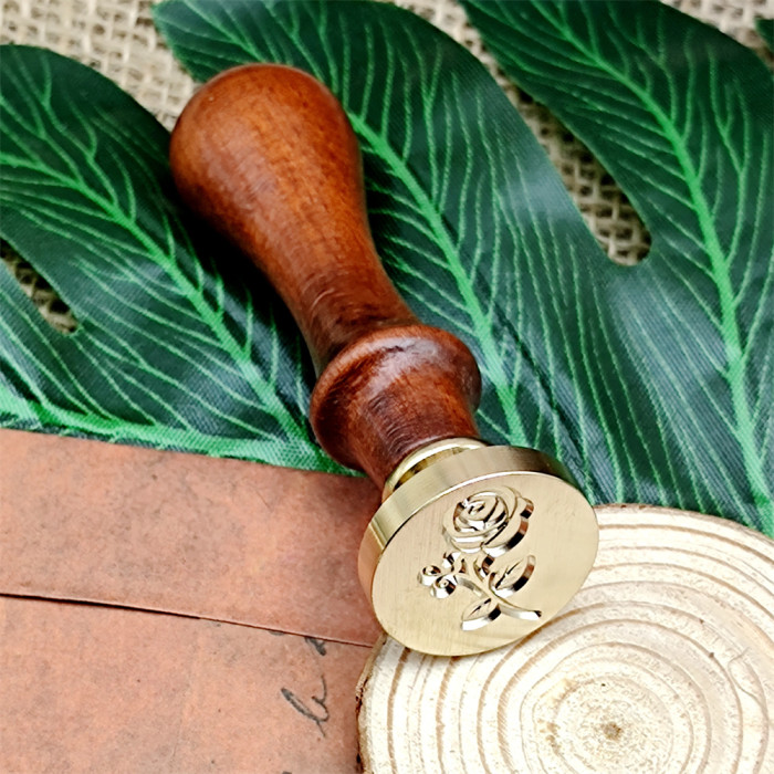 Rose Seal Wax Stamp Wood Metal Sealing Wax Stamp For Valentine'day Wedding Birdday Card Making Envelope Invitation Gift Wrapping Decoration 6 Designs