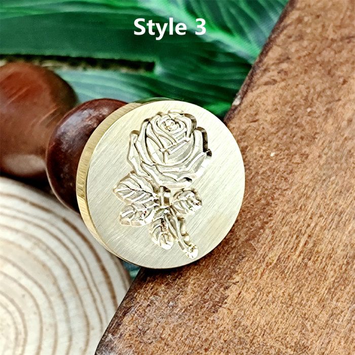 Rose Seal Wax Stamp Wood Metal Sealing Wax Stamp For Valentine'day Wedding Birdday Card Making Envelope Invitation Gift Wrapping Decoration 6 Designs