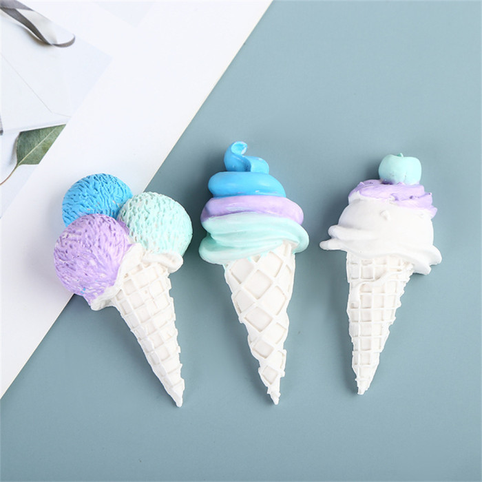 3PCS Fondant Cake Molds DIY Mini Ice Cream Silicone Mold Reusable 3D Fondant Chocolate Mould Cone Cupcake Moulds Decoration Cakes Jelly Ice Cubes