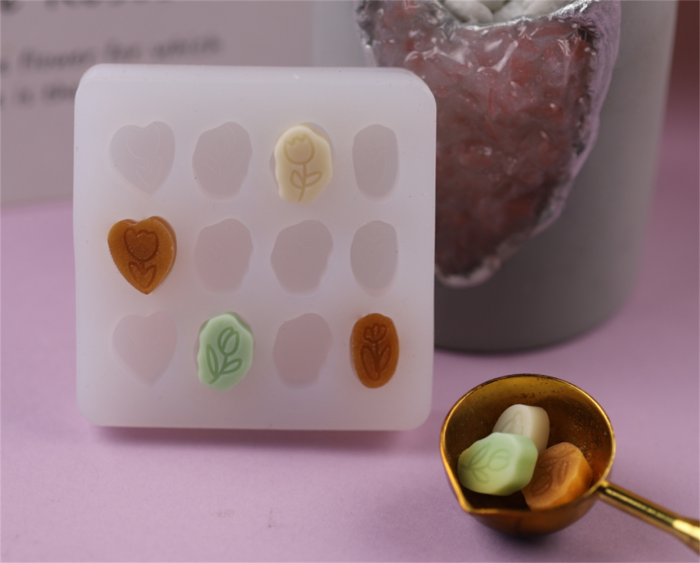 DIY lacquer seal wax particle small flower mold lacquer particle silicone mold.