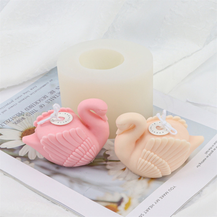 Silicone Candle Mold 3D Swan Candle Molds Forms Swan Molds for Scented Candle Resin Art Crafts Aromatherapy Plaster Home Decoration Molds Chocolate Mold