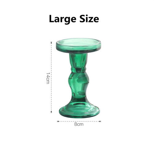 Simple Green Glass Candlestick Korean Multipurpose Candle holders For Taper Canldes Pillar Candles  Tealight  Decorative Centerpiece Holder For Dinner Tabel Firplace Mantel Study Home Decor Birthday Graduation Wedding Party Gifts 3 Sizes