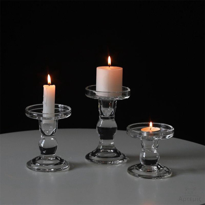 Multipurpose Candlestick Holders Glass Candle Holders Set of 3 For Pillar Candles and Taper Candles Table Centerpieces Coffe Table Bar Wedding Party Aromatherapy Reiki