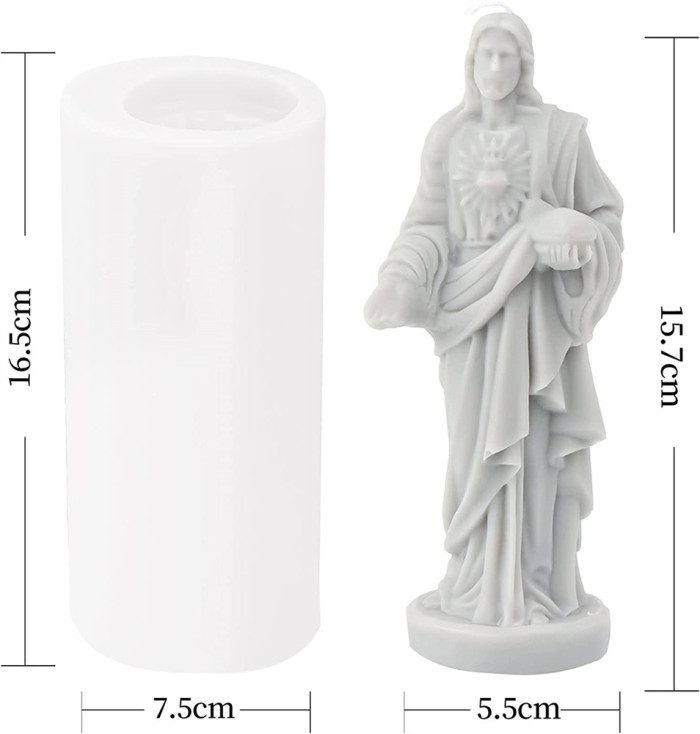 3D Jesus Candle Mold, Jesus Silicone Mold for Sculpture, Scented Candle, Aromatherapy Gypsum, Resin Art, Religious Home Decor