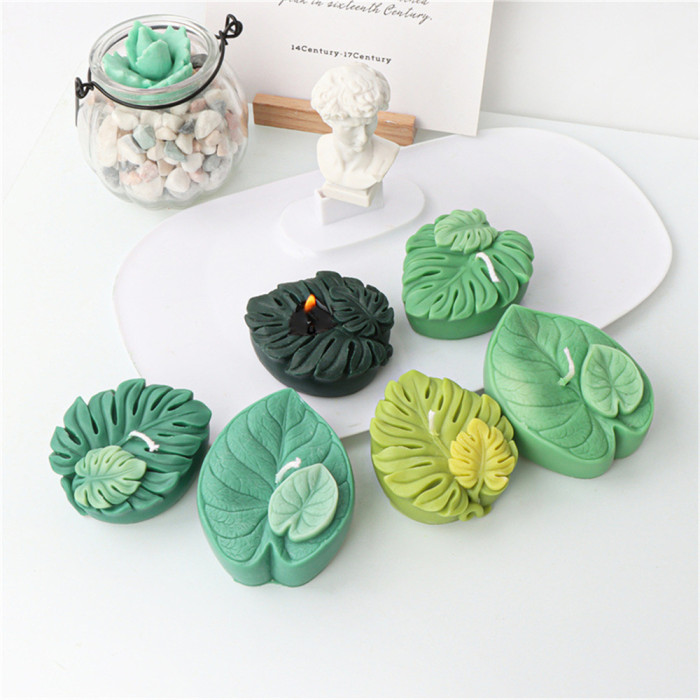 Silicone double layer leaf soap mold Single hole Mousse cake plaster Sugar turning mold Aromatherapy candle mold