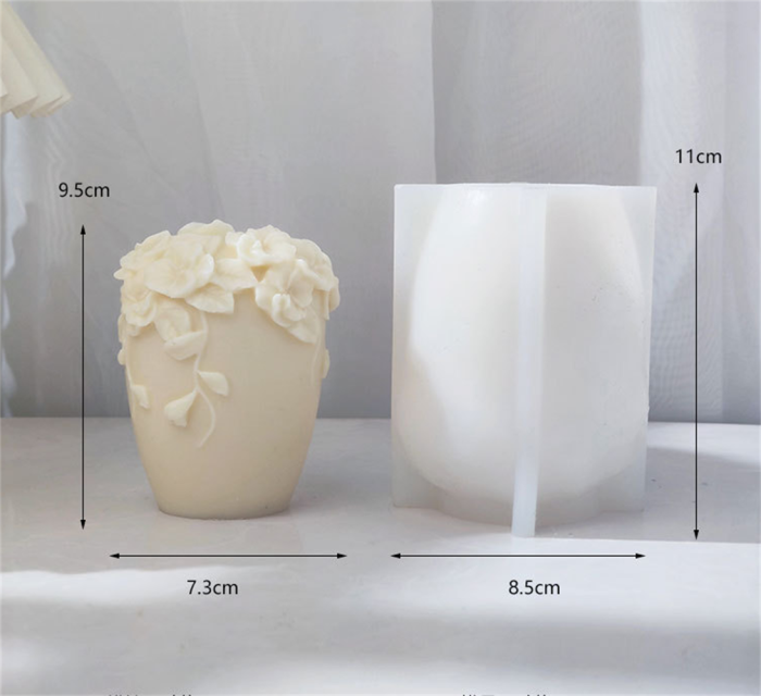 Cylinder Candle Molds Silicone, 3D Rattan Flowers Silicone Candle Mould for Aromatherapy Candle, Handmade Soap Making, Wax Melt Molds, DIY Craft, Home Decor