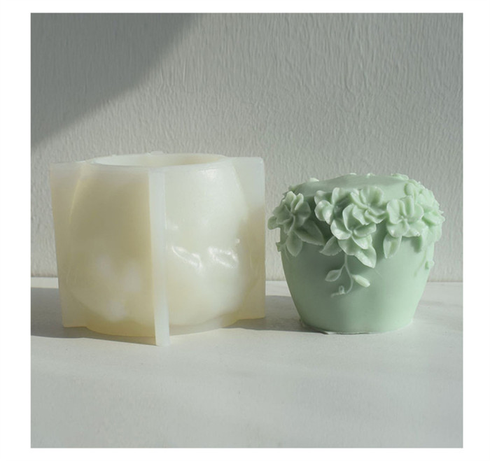 Cylinder Candle Molds Silicone, 3D Rattan Flowers Silicone Candle Mould for Aromatherapy Candle, Handmade Soap Making, Wax Melt Molds, DIY Craft, Home Decor