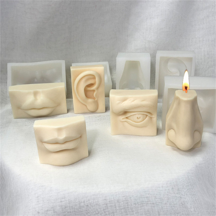 Candle Molds 3D Eye NoSe Soap Silicone Mould Creative David Facial Features Aromatherapy Candle Plaster Silicone Mold