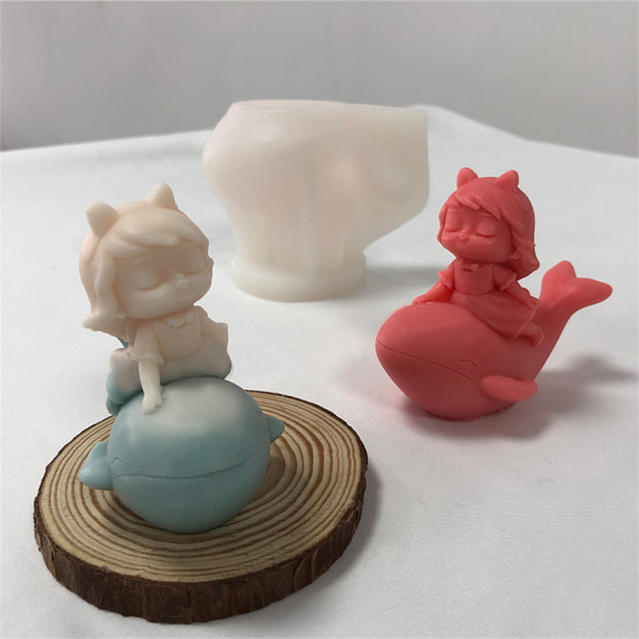 Whale Girl Soap Candle Silicone Mold for Fondant Chocolate Candy Cake Decorating Baking Pastry Tools Plaster Polymer Clay Mould