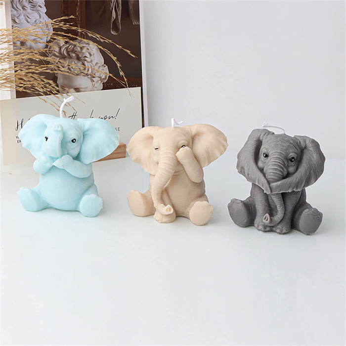 Candle Mold Silicone 3D Elephant Soap Making Mold Handmade Wax Epoxy Resin Mould No See