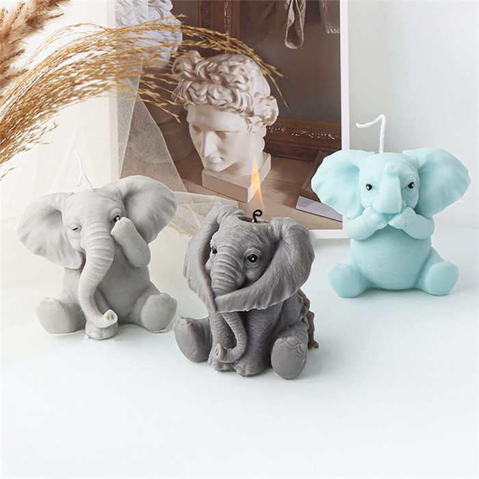 Candle Mold Silicone 3D Elephant Soap Making Mold Handmade Wax Epoxy Resin Mould No See