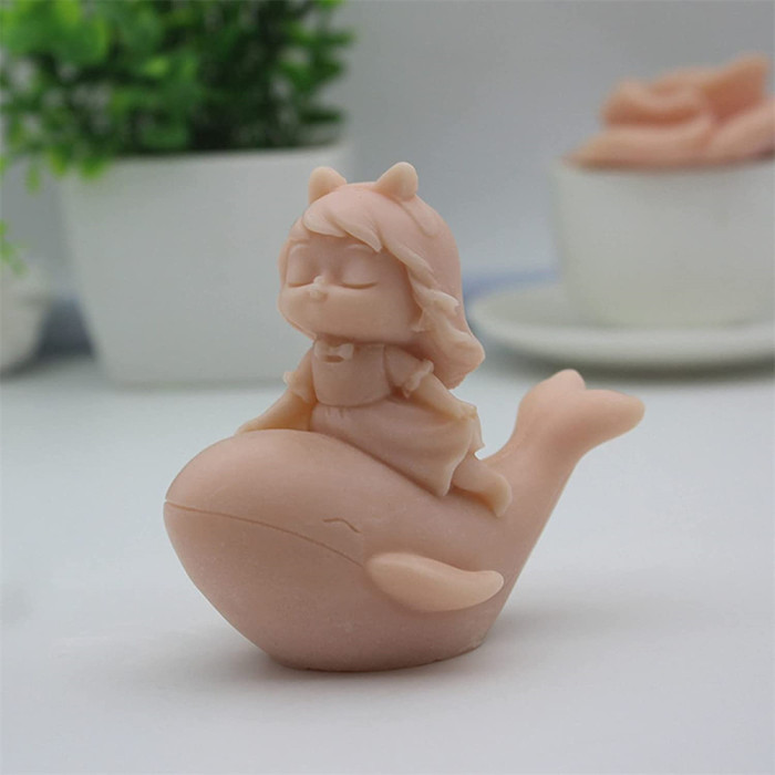 Whale Girl Soap Candle Silicone Mold for Fondant Chocolate Candy Cake Decorating Baking Pastry Tools Plaster Polymer Clay Mould