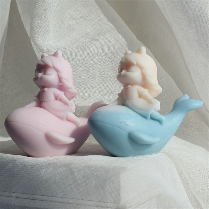 Whale Girl Soap Candle Silicone Mold for Fondant Chocolate Candy Cake Decorating Baking Pastry Tools Plaster Polymer Clay Mould