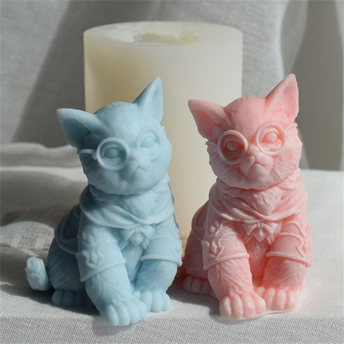 DIY Cute Pet Glasses Cat Aromatherapy Plaster Candle Homemade Animal Cake Mousse Silicone Mold