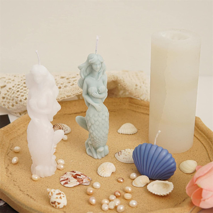 3D Mermaid Candle Molds for Candle Making Soap Mold | Mermaid Silicone Mold | Handmade Silicone Mould for Soap Candle Silicone Molds Halloween Party Accessories