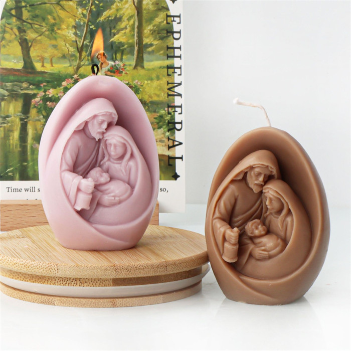 Holy Mother Jesus Family Candle Mold DIY Aromatherapy Candle Jesus Home Fragrance Expanding Decoration Silicone Mold