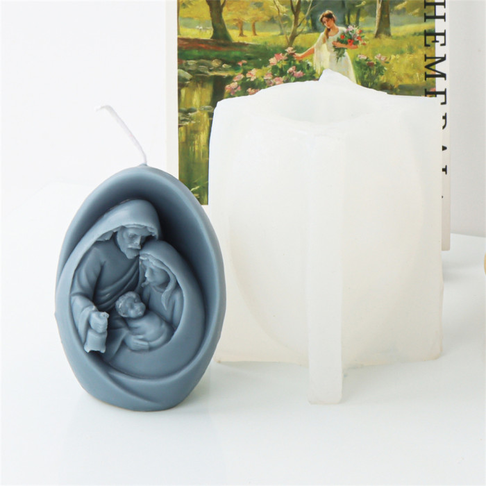 Holy Mother Jesus Family Candle Mold DIY Aromatherapy Candle Jesus Home Fragrance Expanding Decoration Silicone Mold
