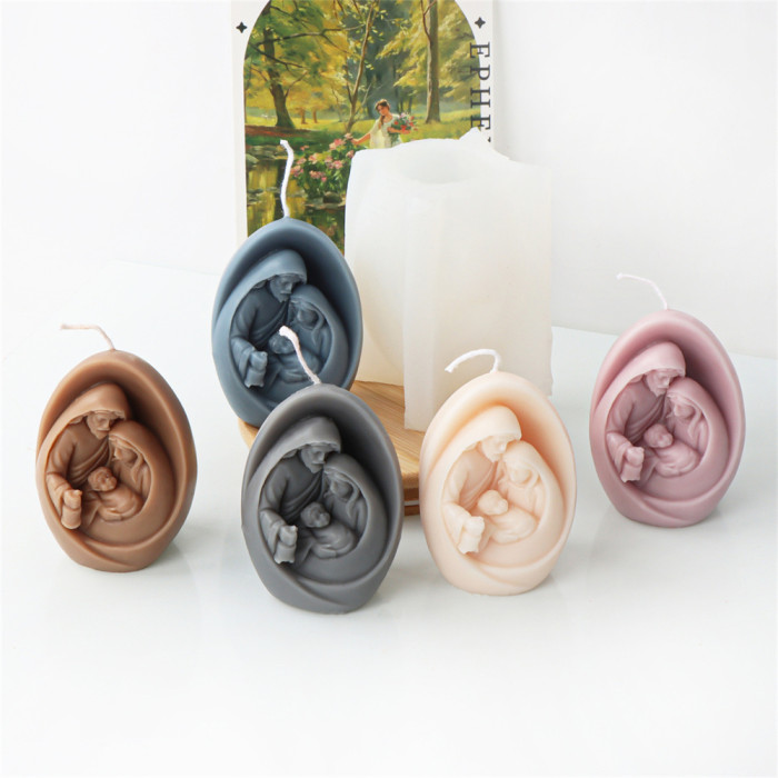 Holy Mother Jesus Family Candle Mold DIY Aromatherapy Candle Jesus Home Fragrance Expanding Decoration Silicone Mold