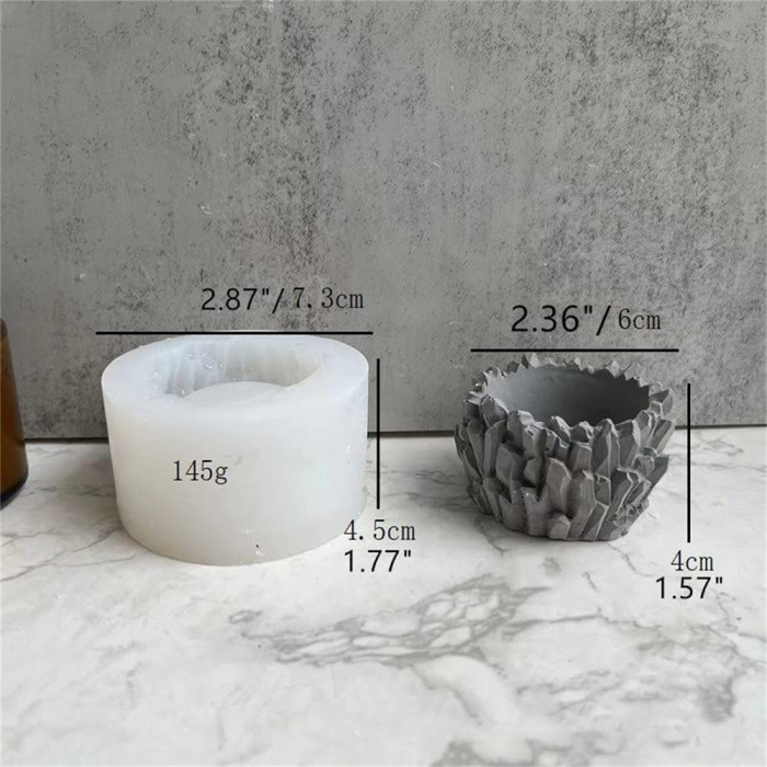 Small Round Shaped Concrete Flower Pot Silicone Mold, DIY Karst Cave Shaped Candle Pen Holder Plaster Epoxy Resin Cement Clay Mould