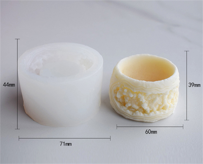 Small Round Shaped Concrete Flower Pot Silicone Mold, DIY Karst Cave Shaped Candle Pen Holder Plaster Epoxy Resin Cement Clay Mould