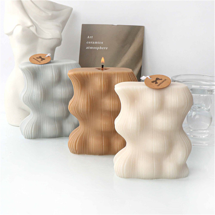 Geometric Drum Dot Stripe Wave Column Candle Mold DIY Stereoscopic Irregular Aromatherapy Gypsum Decoration Mold
