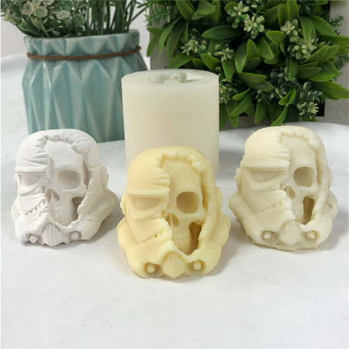 Skull Head Storm Soldier Aromatherapy Candle Silicone Mold DIY Dropping Glue Decoration Halloween Skull Head Gypsum Mold