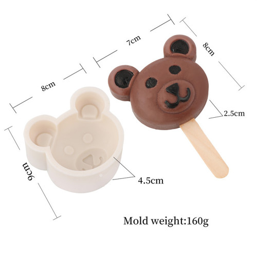 Cute Bear Ice Cream Mold Creative Silicone DIY Ice Cream Chocolate Mold Ice Grid