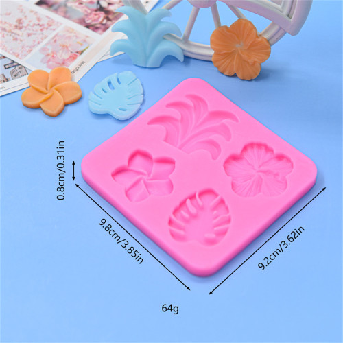 Tropical Flowers Leaves Plumeria Flower Mold Tropical Party Decorations Mold for DIY Chocolate Candy Cake Decorating Silicone Fondant Baking Mould(Random Color)