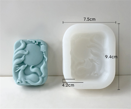 Nine-tailed fox pattern silicone soap mold, candle mold DIY cake decoration tool, handmade soap wax gypsum handicraft resin mold