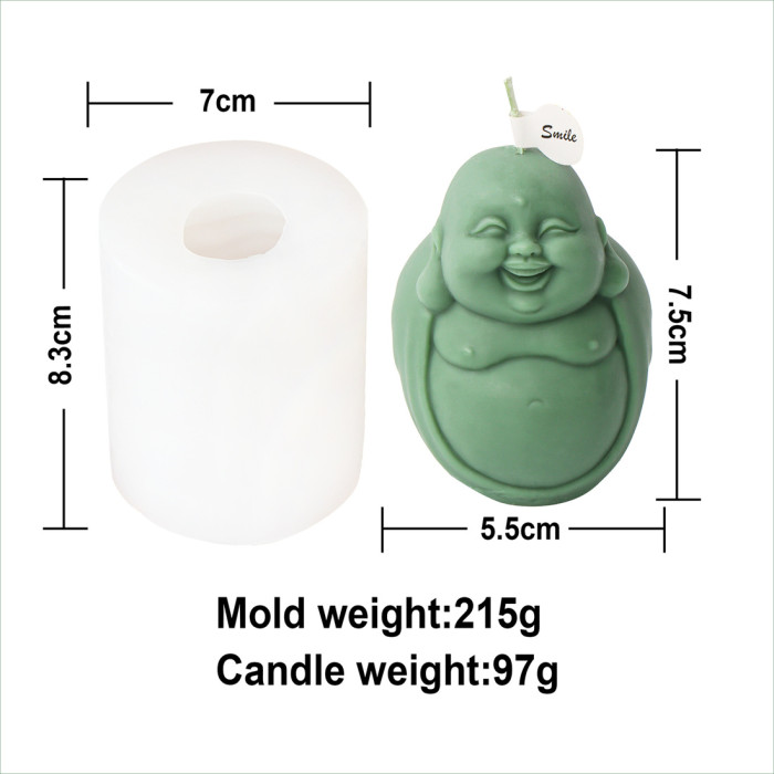 Joyful Healing Series Statue Maitreya Buddha Candle Mold New DIY Handmade Aromatherapy Candle Plaster Decoration Silicone Mold