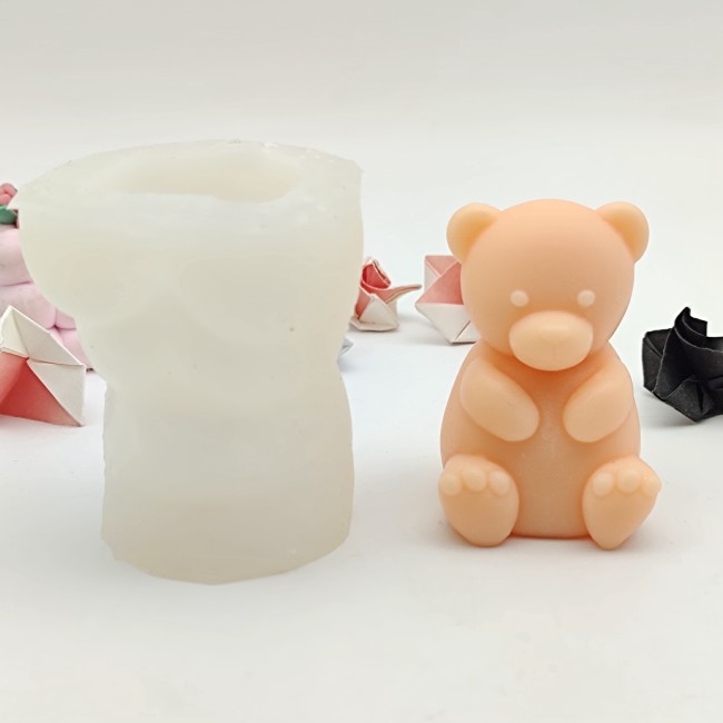 Silicone Sitting Bear Mold Cute Bear Mould Handmade Chocolate Candles Soap Tool