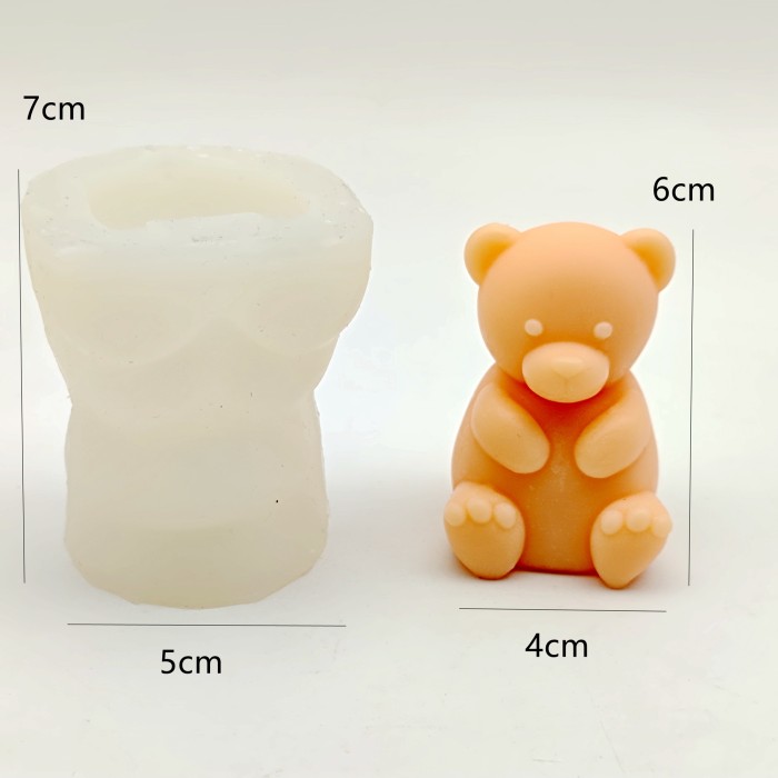 Silicone Sitting Bear Mold Cute Bear Mould Handmade Chocolate Candles Soap Tool