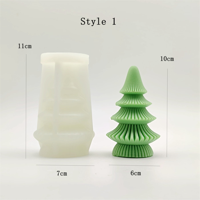 Christmas Candle Mold Silicone Candle Mould  Christmas Tree Snowman Santa Pinecone Mold  Handmade Candle Plaster Resin Decoration Tool 5 Styles