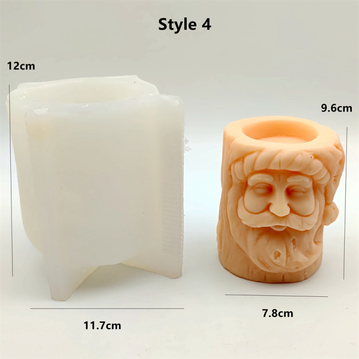 Embossed Christmas Candle Mold Silicone Pillar Candle Mould Handmade Candles Plaster Resin Table Decoration Tool Stump Shaped 5 Styles