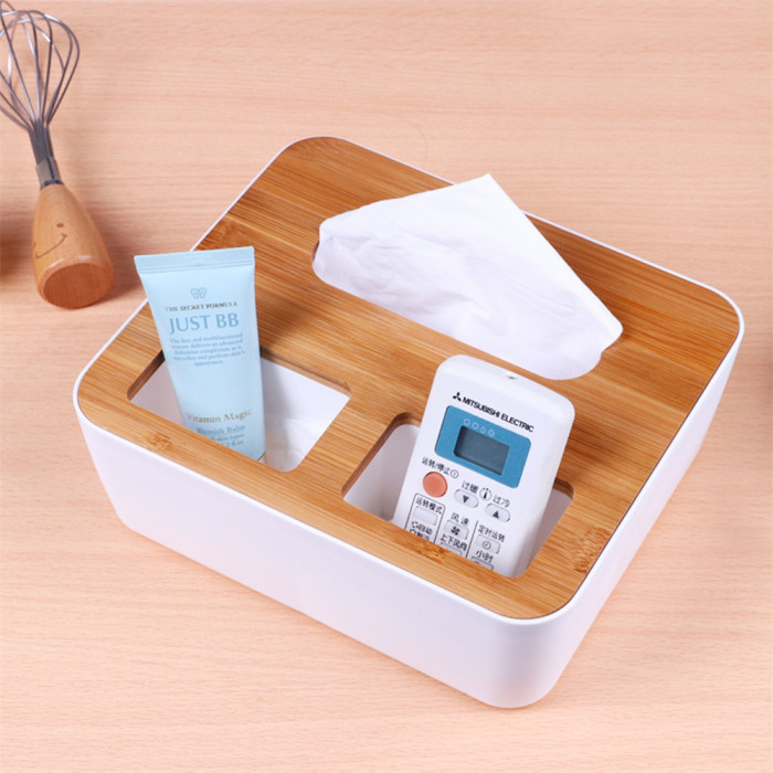 Square storage box and tissue box natural color office table living room, bedroom, dining room