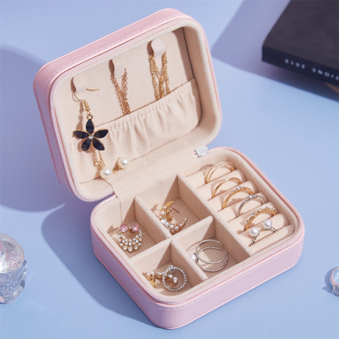 Cute traveljewelry bag with zipper for women ring earring necklace jewelry storage box organizer 3 color