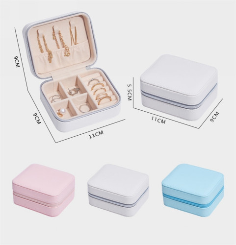 Cute traveljewelry bag with zipper for women ring earring necklace jewelry storage box organizer 3 color