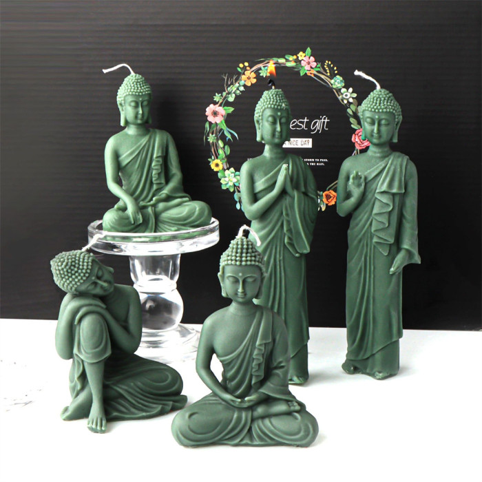 Tathagata Buddha Candle Mold Handmade Buddha Statue Aromatherapy Gypsum Candle Silicone Mold