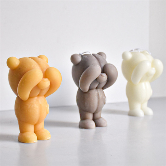 Cartoon Bear Silicone Mold Candle Resin Making Tool DIY Candle Moulds Ornaments Hand-Made Home Decorations Supplies Silicone Molds for Epoxy Resin Candle Baking Clay Resin Candle Mold Silicone 3D