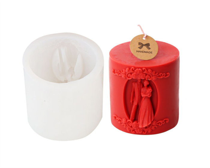 Wedding Scene Cylindrical Candle Mold Handmade Aromatherapy Candle Silicone Mold Gypsum Decoration