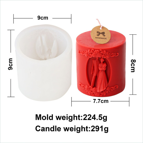 Wedding Scene Cylindrical Candle Mold Handmade Aromatherapy Candle Silicone Mold Gypsum Decoration