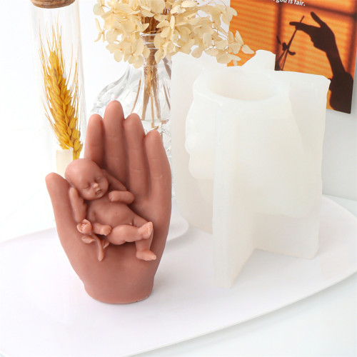 Palm Baby Candle Mold Handmade Aromatherapy Candle Silicone Mold Decoration Gypsum Mold