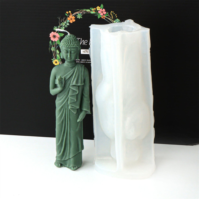 Tathagata Buddha Candle Mold Handmade Buddha Statue Aromatherapy Gypsum Candle Silicone Mold