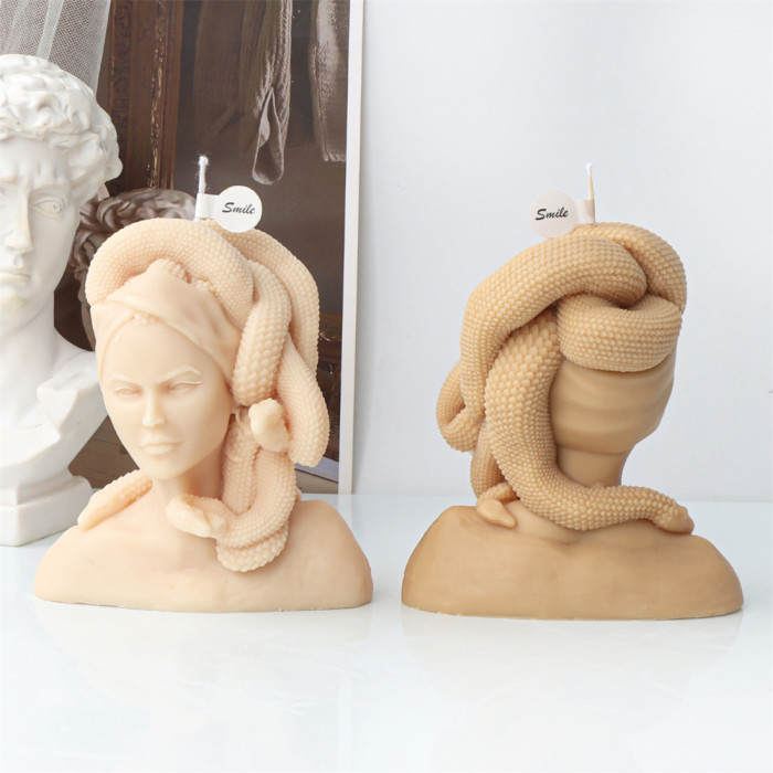 Wrapped Medusa Candle Mold Resin Mold Silicone Mold 3D Candle Mould Silicon Mold for DIY Candle Making Tools Soy Wax Epoxy Resin Clay Mold Home Decoration