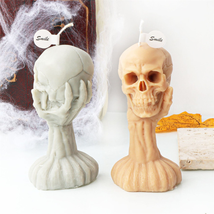 Ghost Hand Skull Head Candle Mold Halloween Skull Aroma Candle Plaster Decoration Silicone Mold