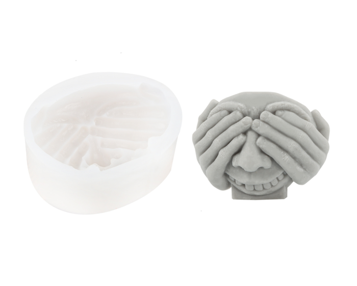 Halloween Funny Expression Face Candle Mold Don't Look, Don't Listen, Don't Say Silicone Candle Mold Handmade Soap Gypsum Sugar Flipping Mold